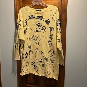 Vintage JJ Hobeau Hand Painted Pop Art Graffiti Waffle Top